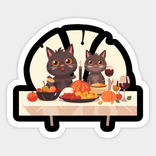 Cats celebrating thanksgiving Sticker